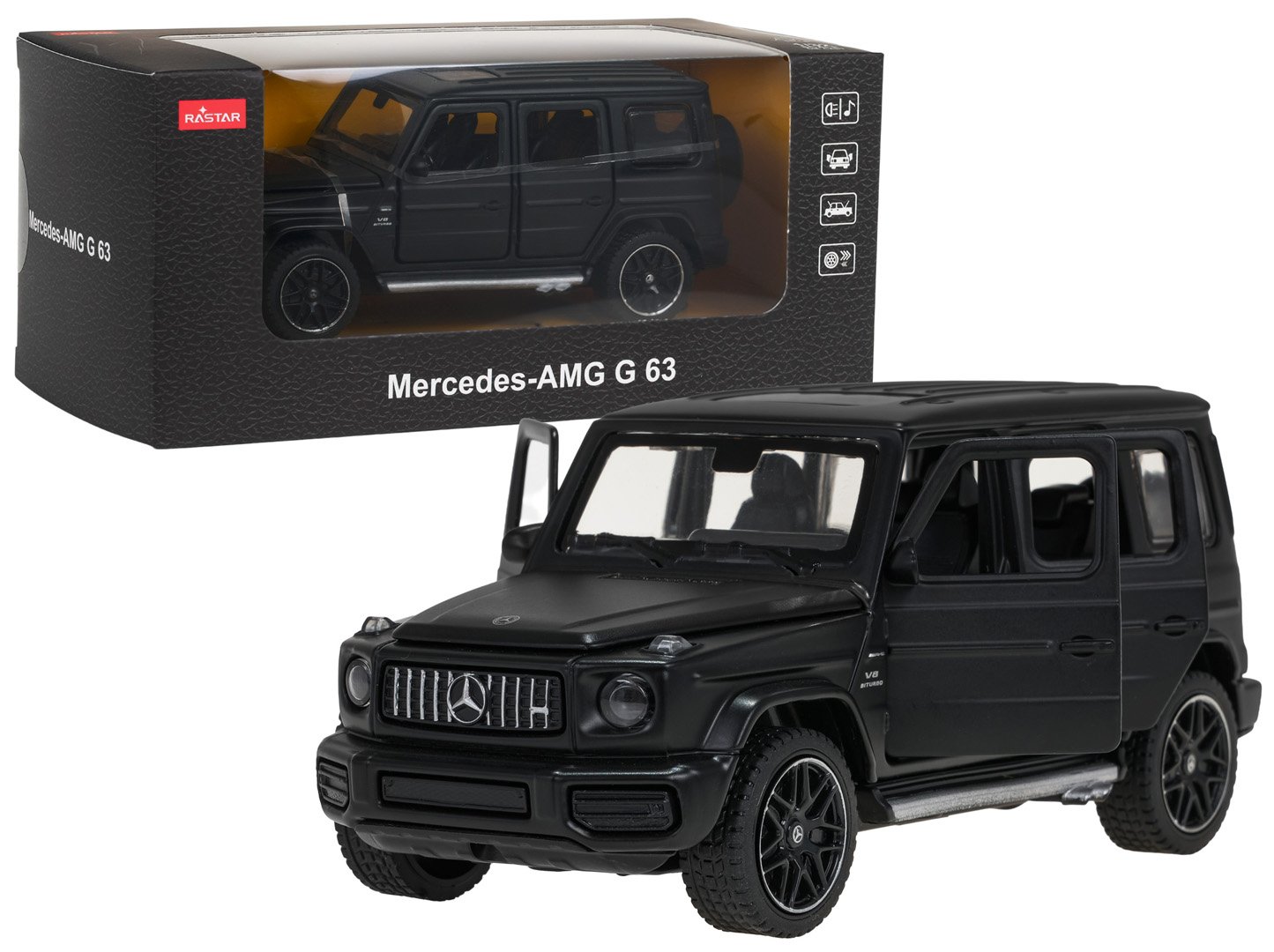 Metal Car 1/32 Mercedes-Benz AMG G63 with Sound Black RASTAR