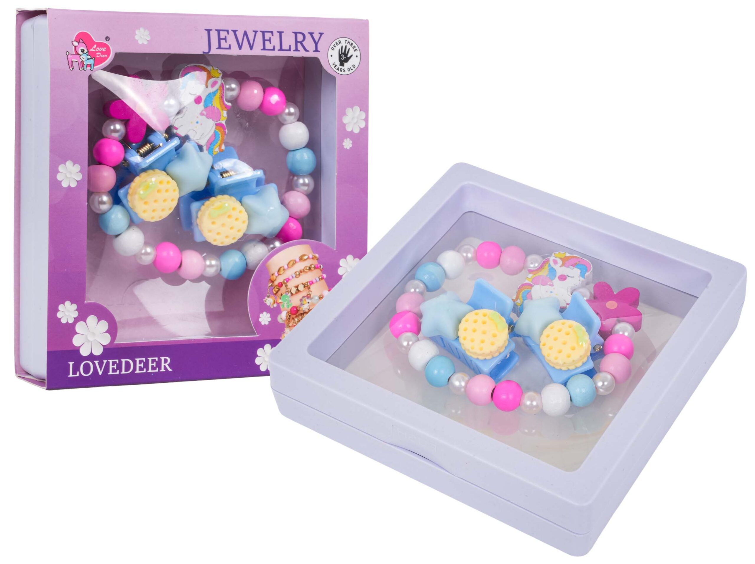Pink Flower Unicorn Jewelry Set