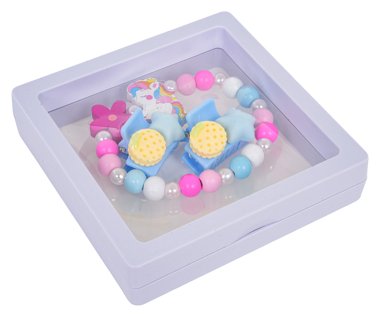 Pink Flower Unicorn Jewelry Set