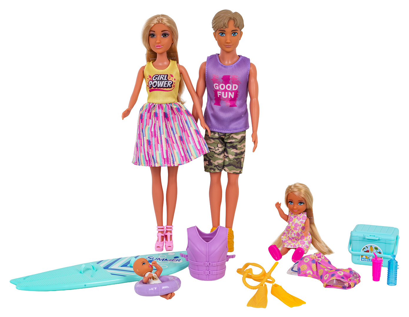 Doll Set, Family on Vacation + Accessories