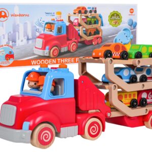 Wooden Tow Truck + Cars