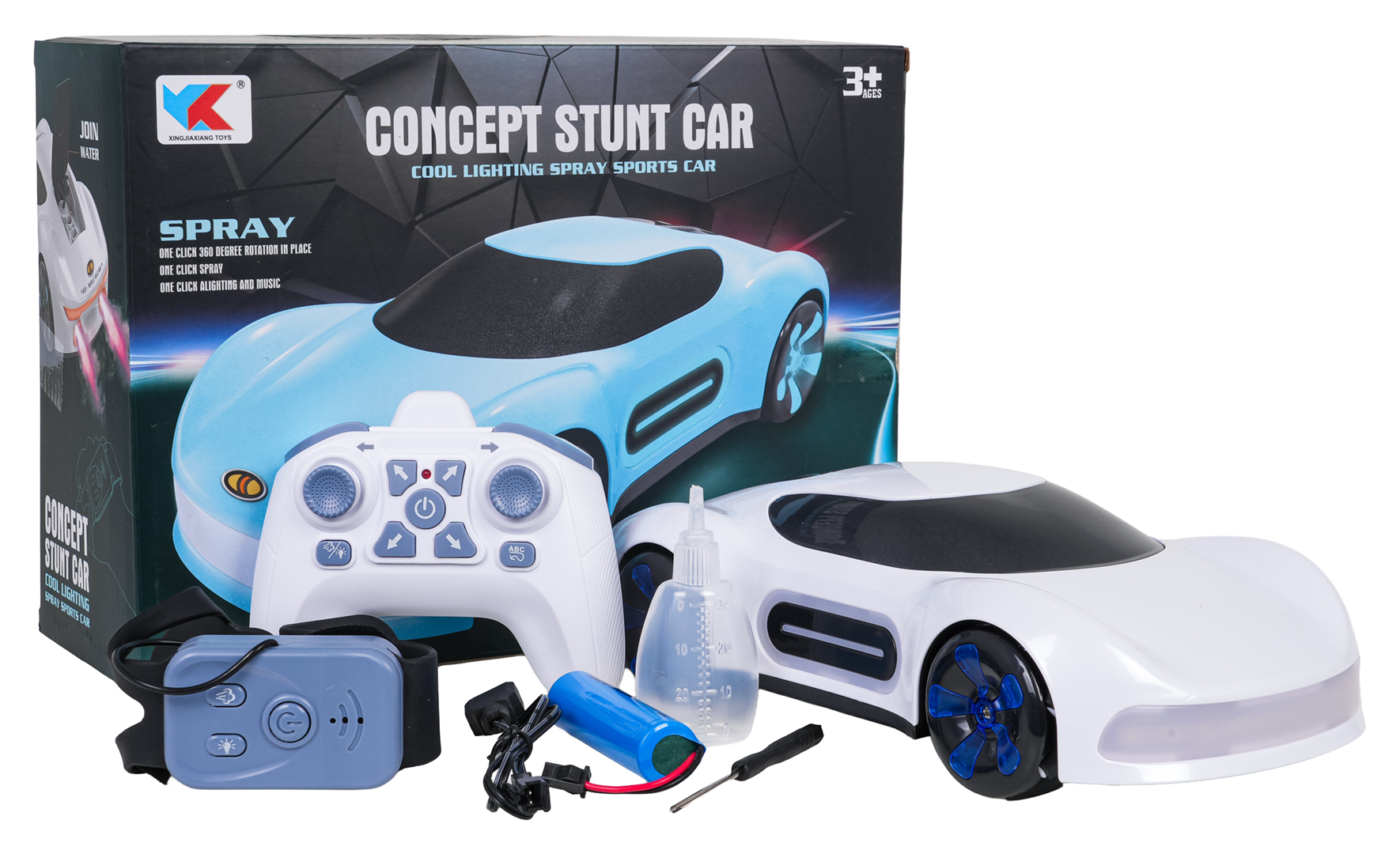 Vehicle with Smoke Function Controlled by Remote Control and Watch White