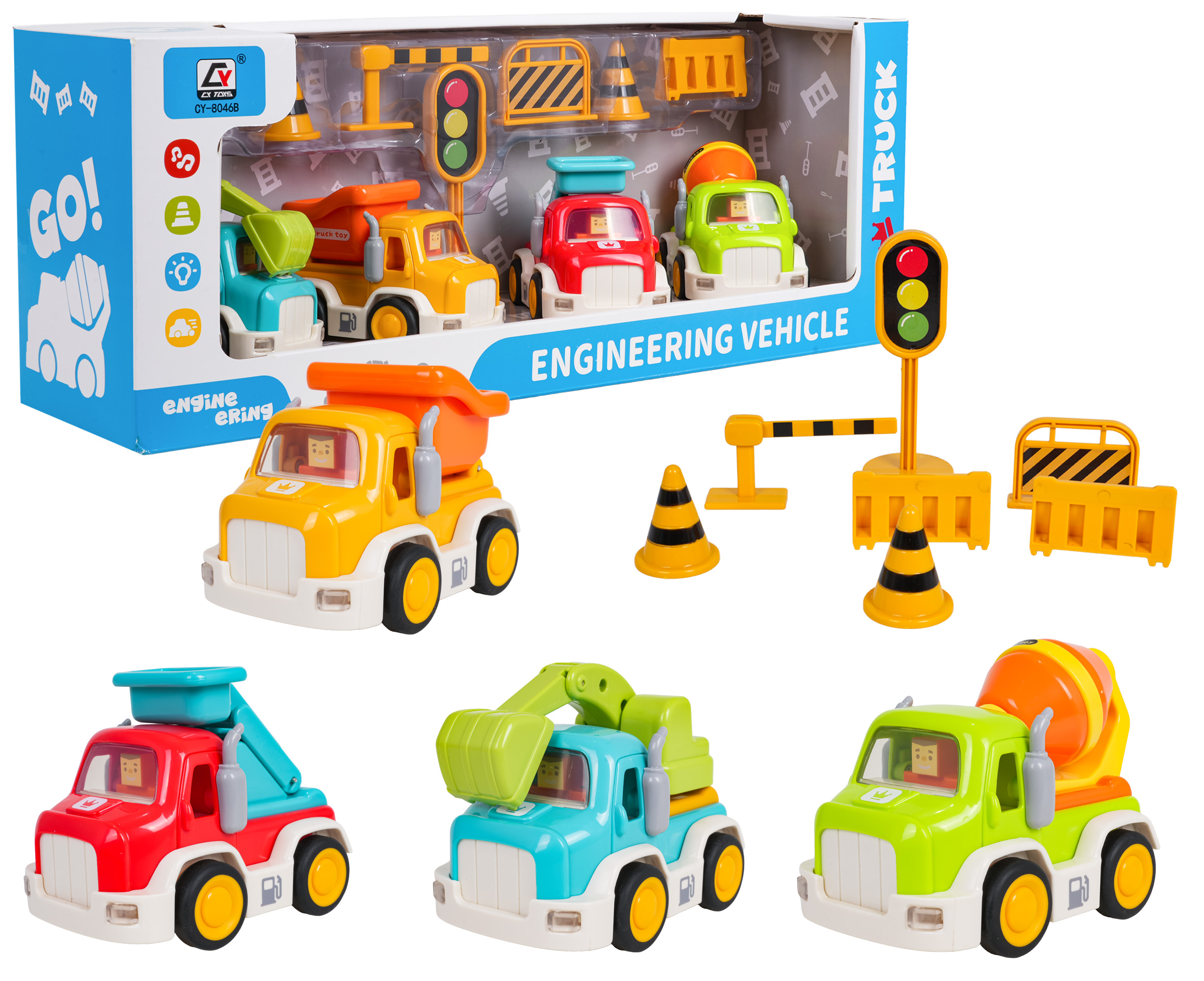 Construction Car Set with Sound and Light Function + Accessories