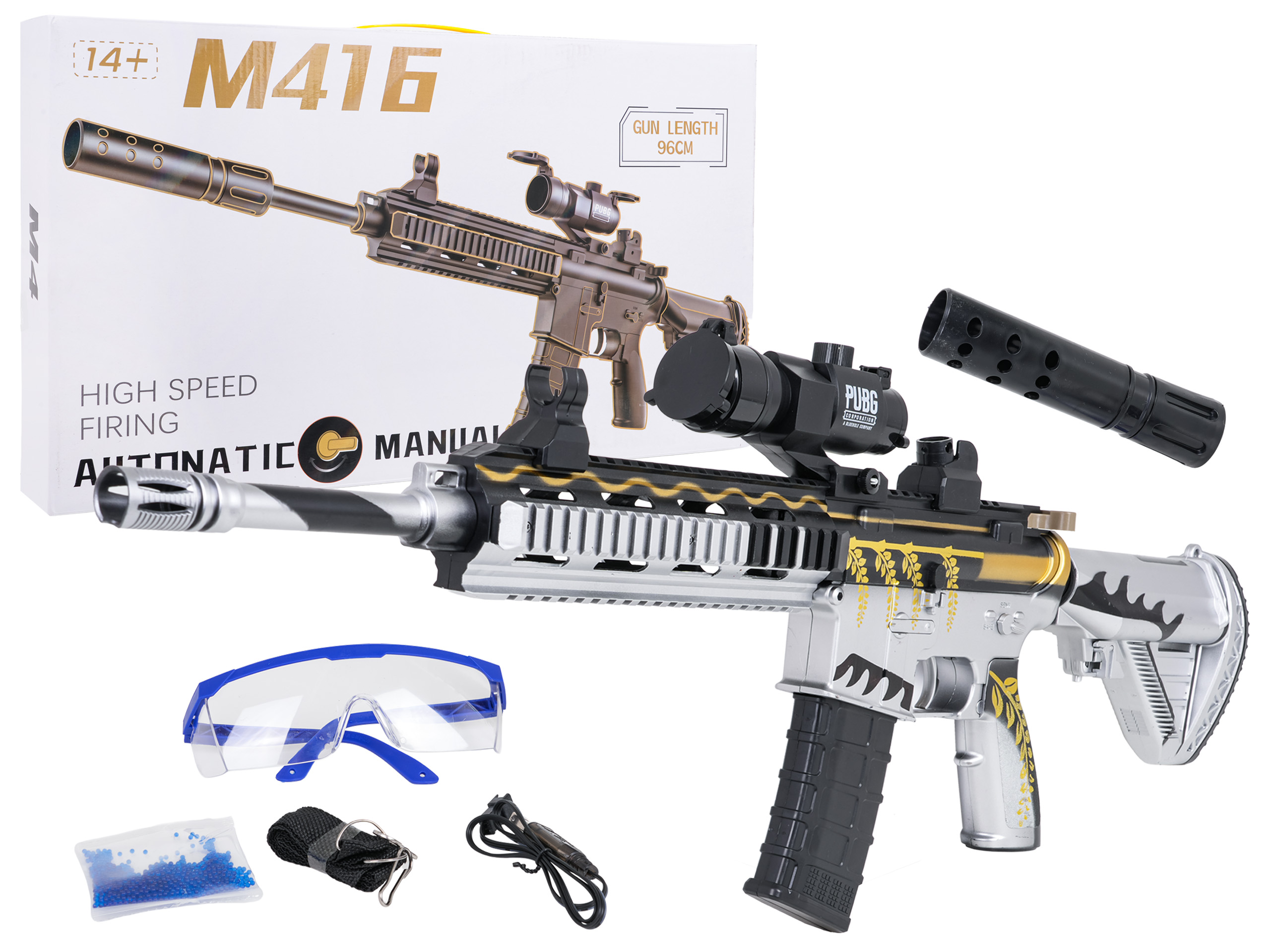 M416 Rifle Gray for Water Pellets + Accessories