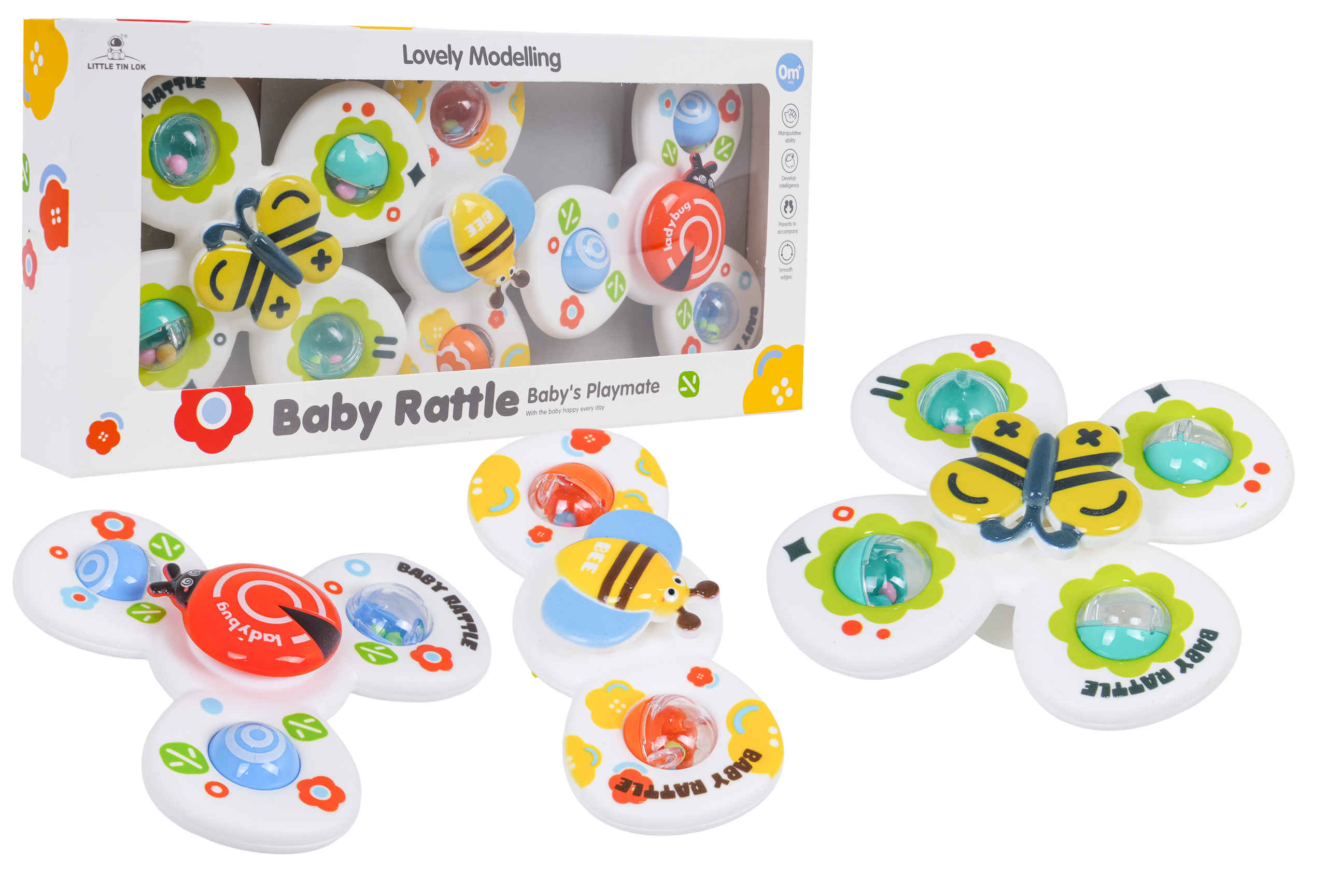 3in1 Ladybug, Butterfly, Bee Spinner Set