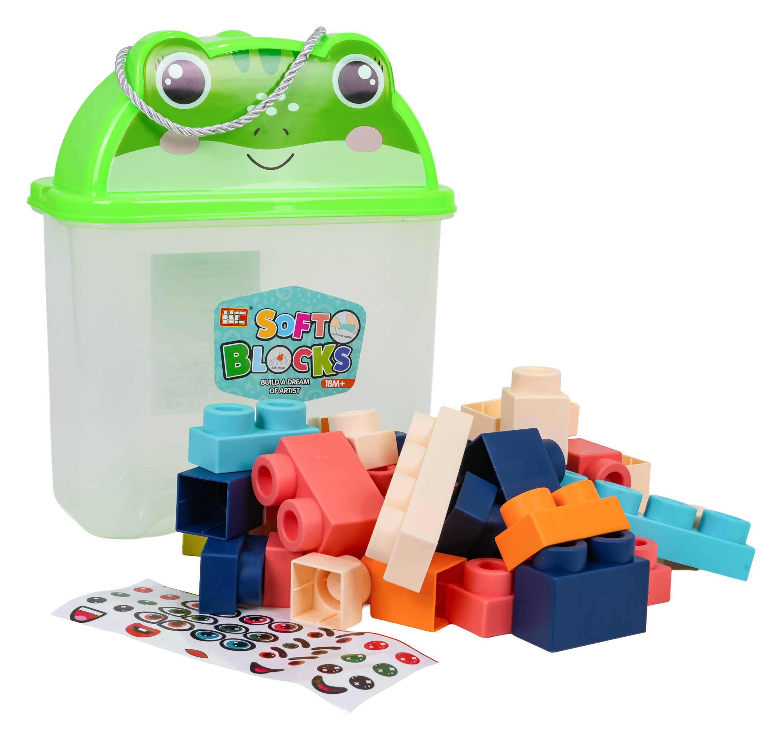 Soft Blocks Set 44 pcs + Frog Packaging
