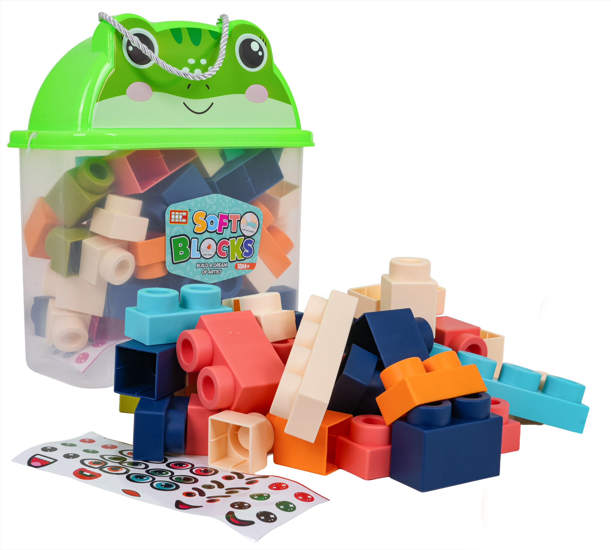 Soft Blocks Set 44 pcs + Frog Packaging