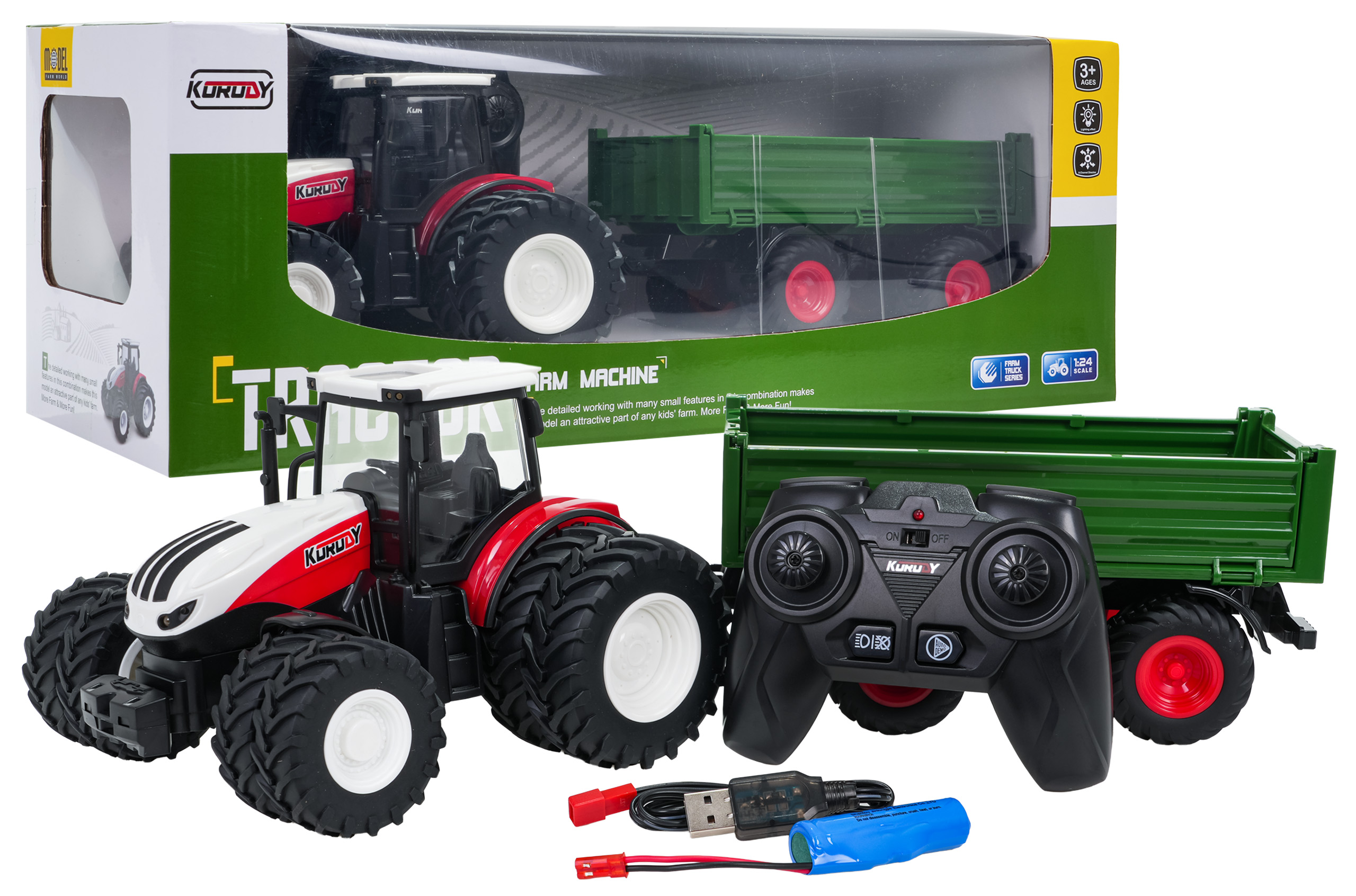 Red R/C Tractor With Green Semi-trailer