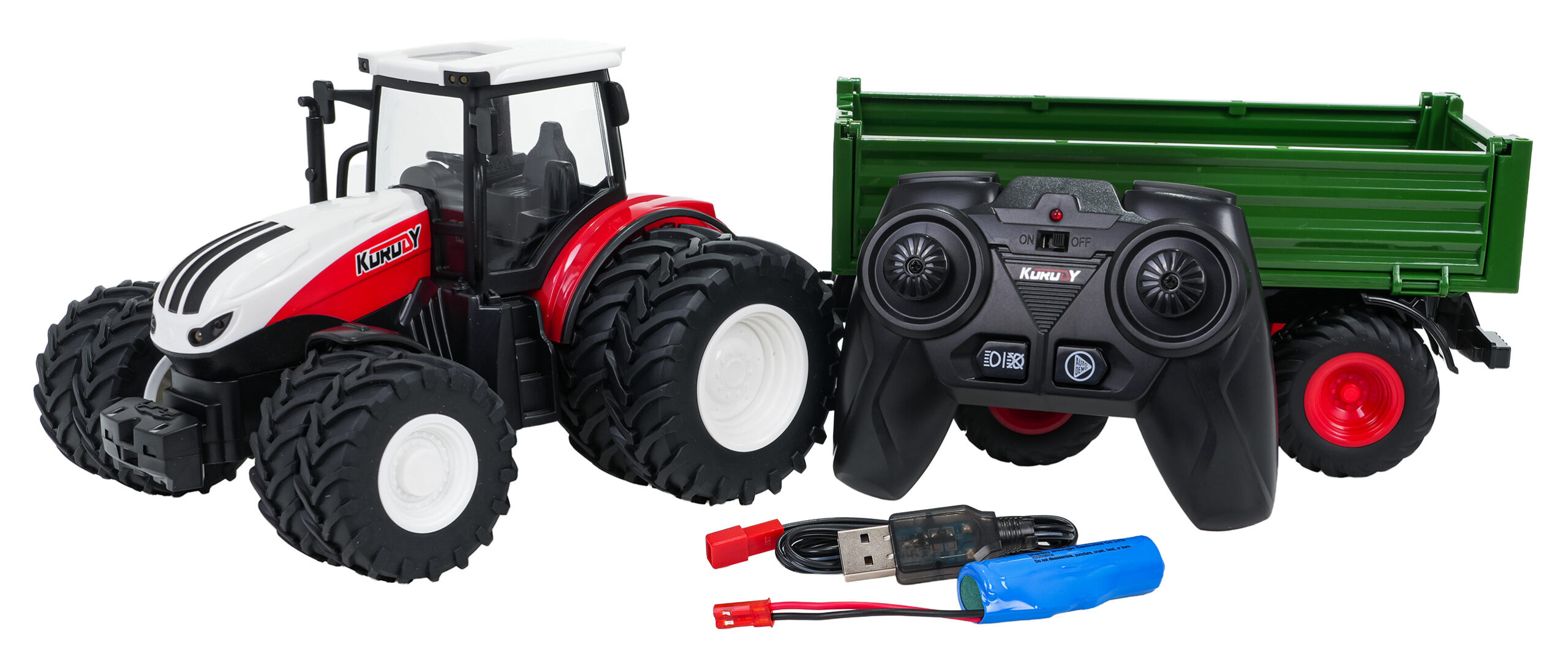 Red R/C Tractor With Green Semi-trailer