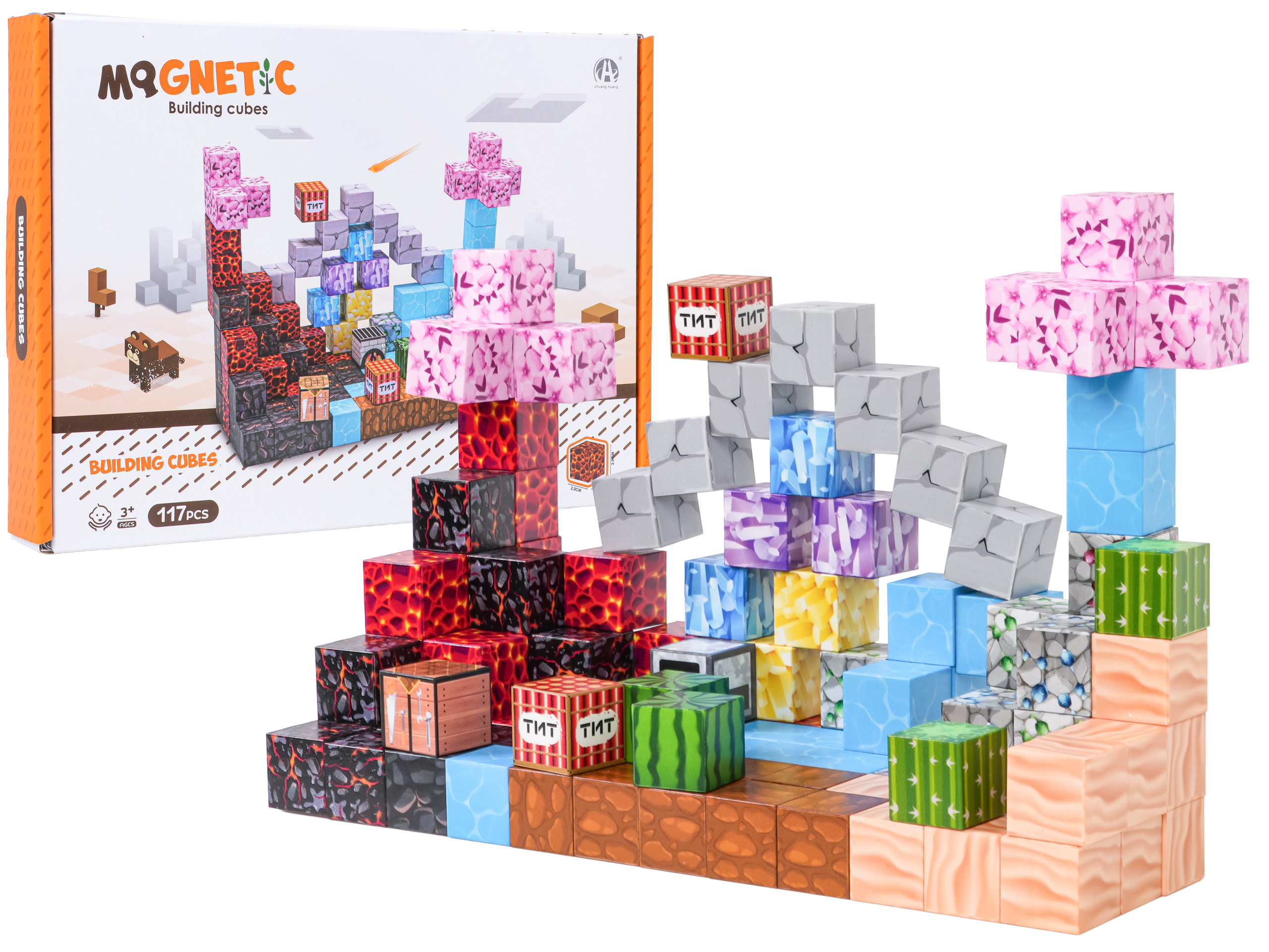Set of Magnetic Cubes, Blocks, 117 pcs.