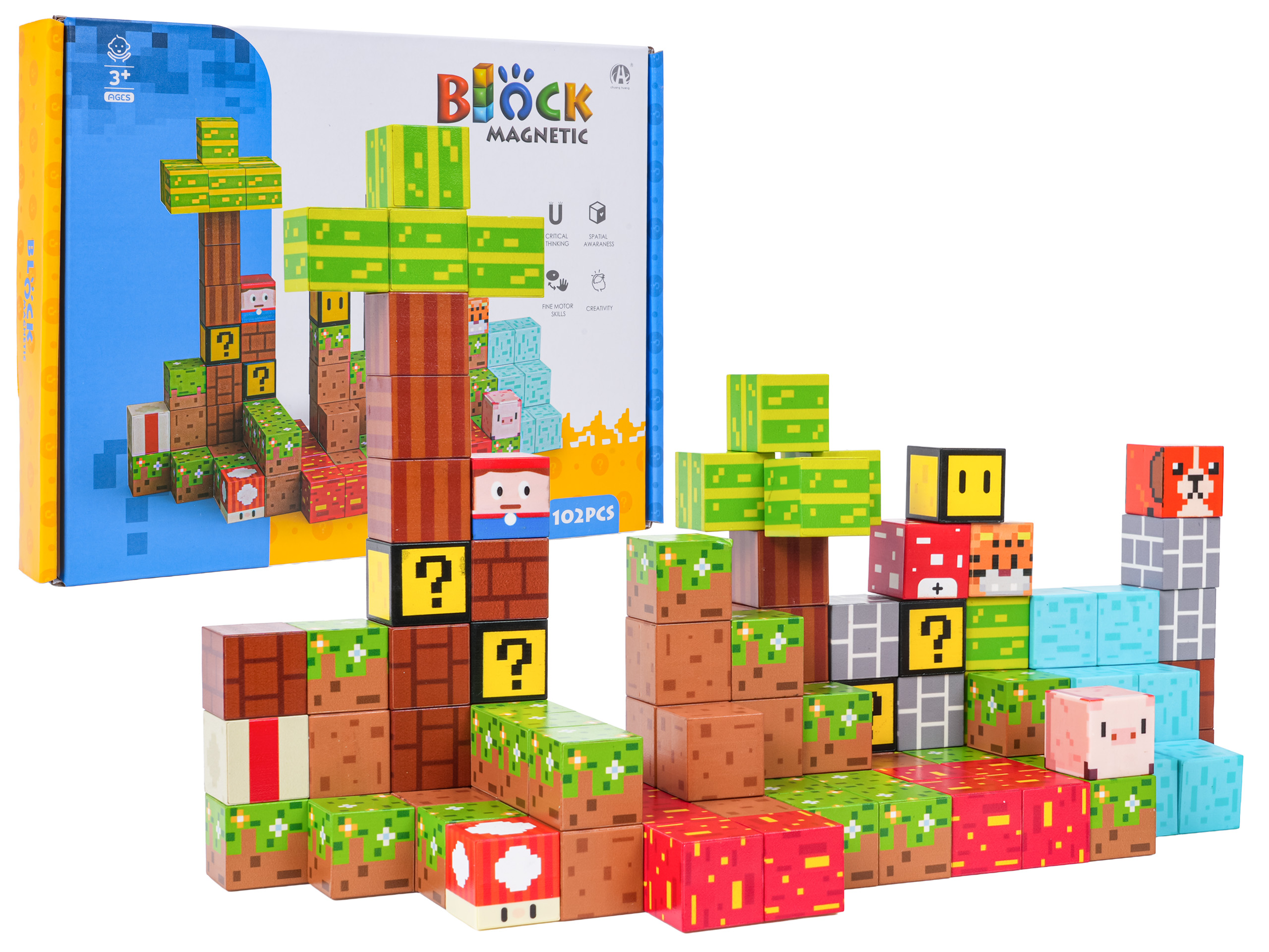Set of Magnetic Cubes, Blocks, 102 pcs.