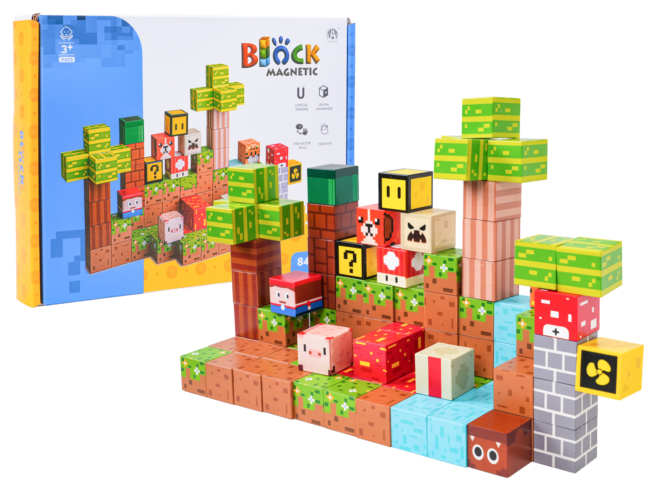 Set of Magnetic Cubes, Blocks, 84 pcs.