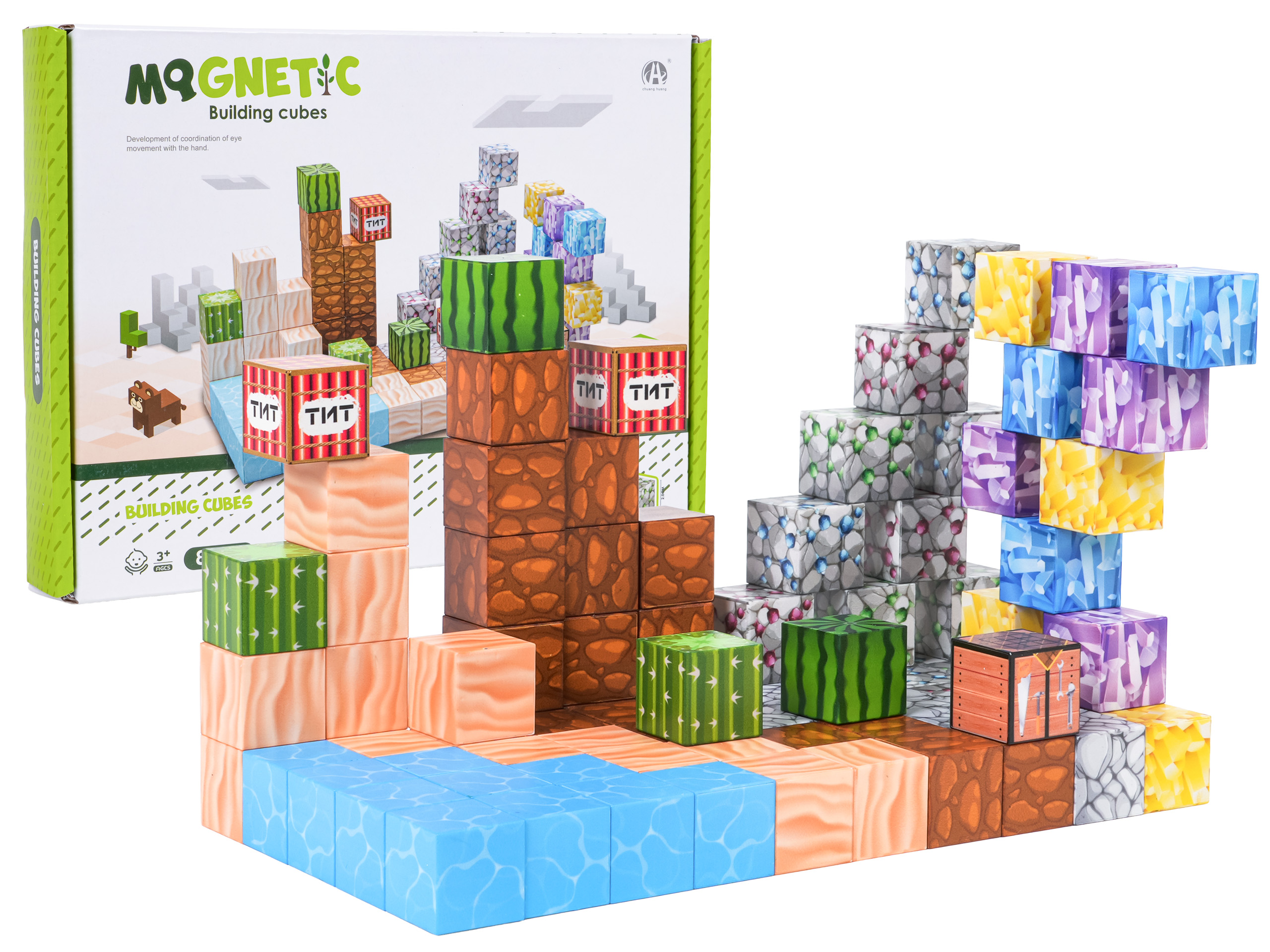 Set of Magnetic Cubes, Blocks, 88 pcs.
