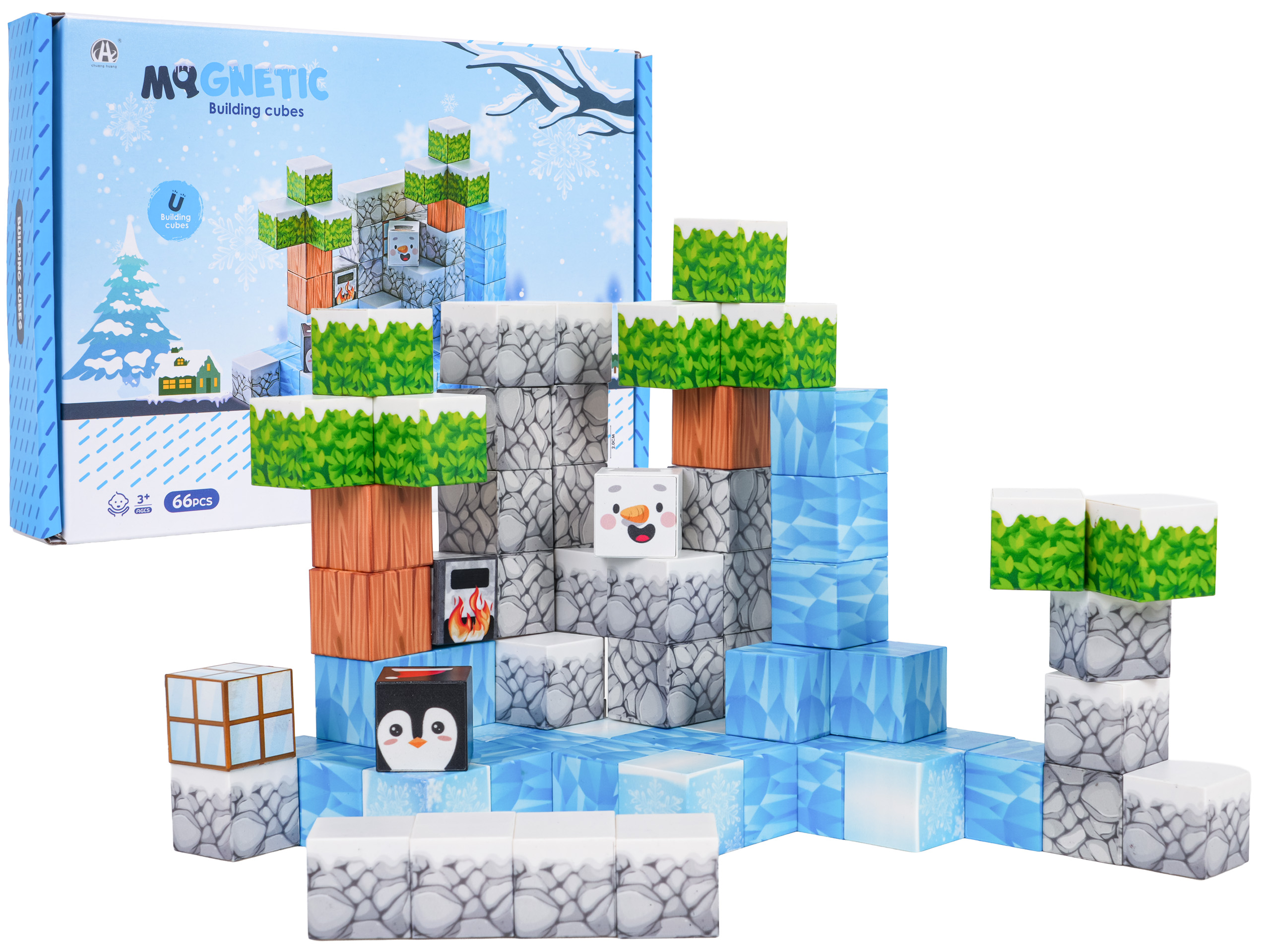 Set of Magnetic Cubes, Blocks, 66 pcs.