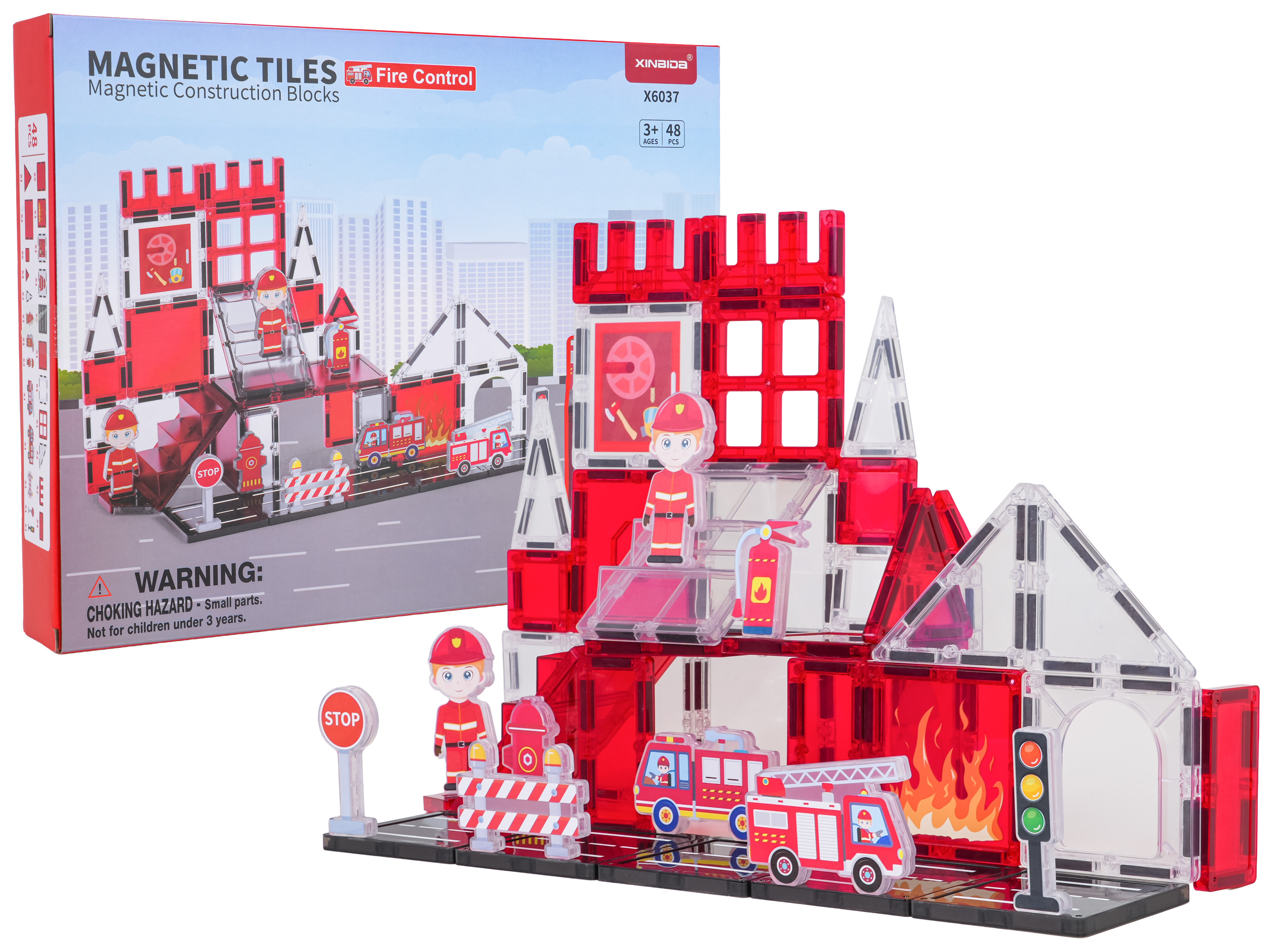 Fire Department Magnetic Building Blocks Set 48 pcs.