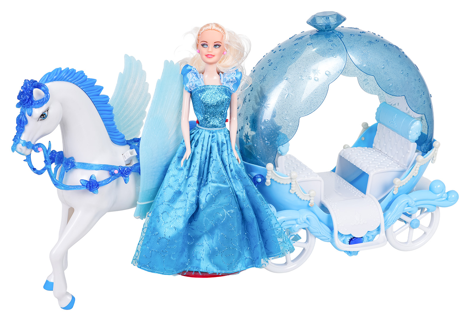 Carriage with Horses + Doll Set