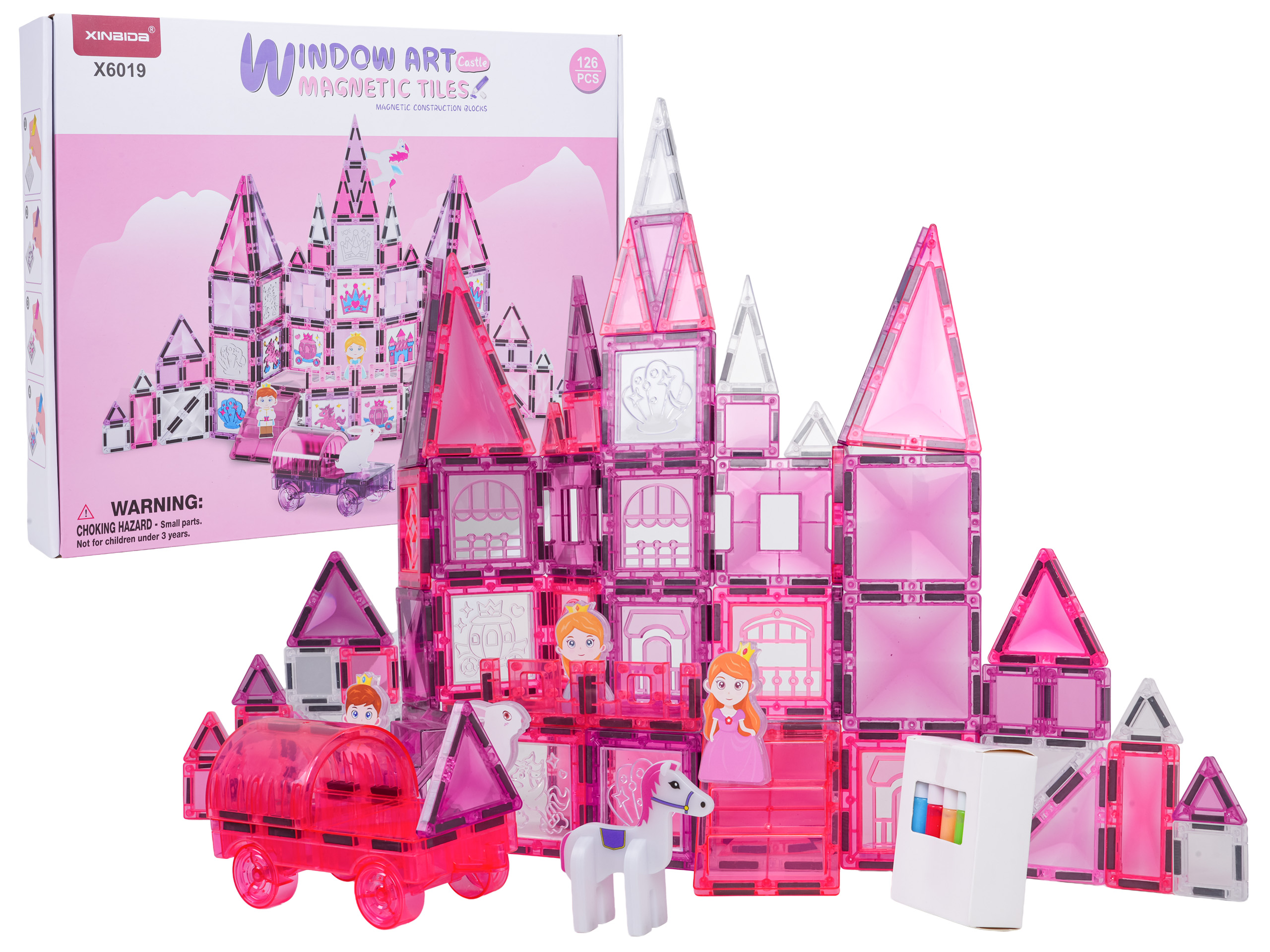 Pink Princess Magnetic Blocks Set 126 pcs.