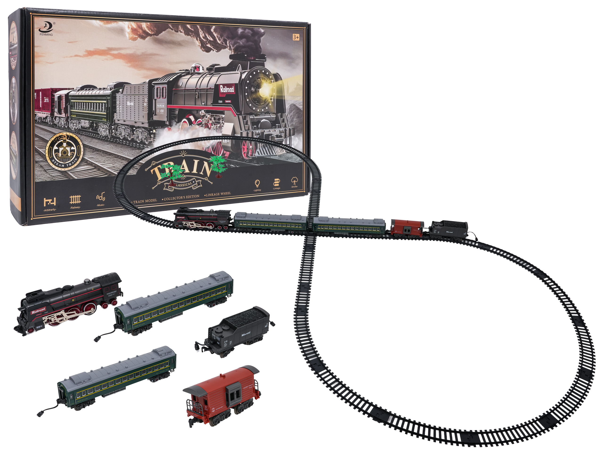 Retro Train with Lights, Sounds and Smoke Function 216cm