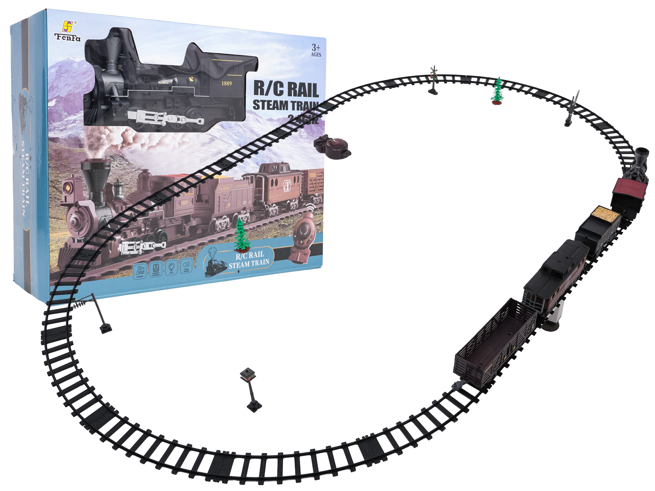 Transport Retro Train with Light, Sound and Smoke Function 172cm