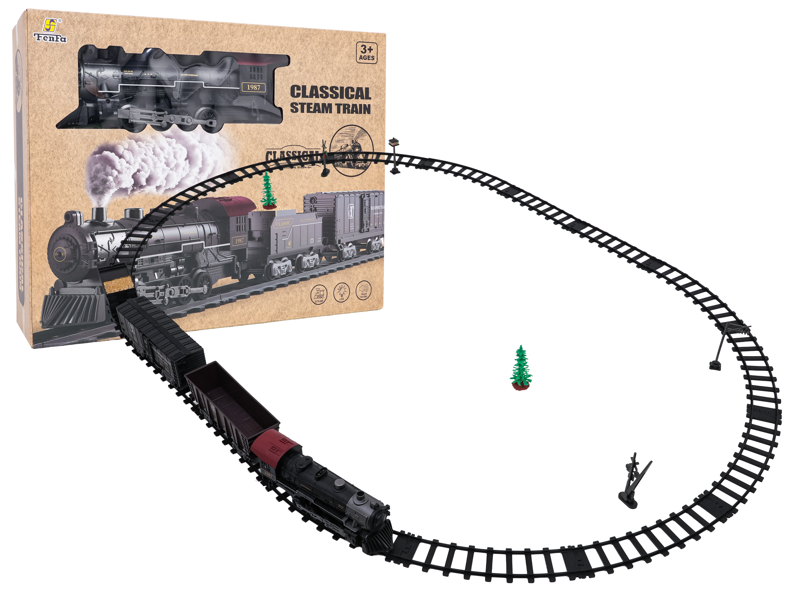 Retro Train with Lights, Sounds and Smoke Function 172cm