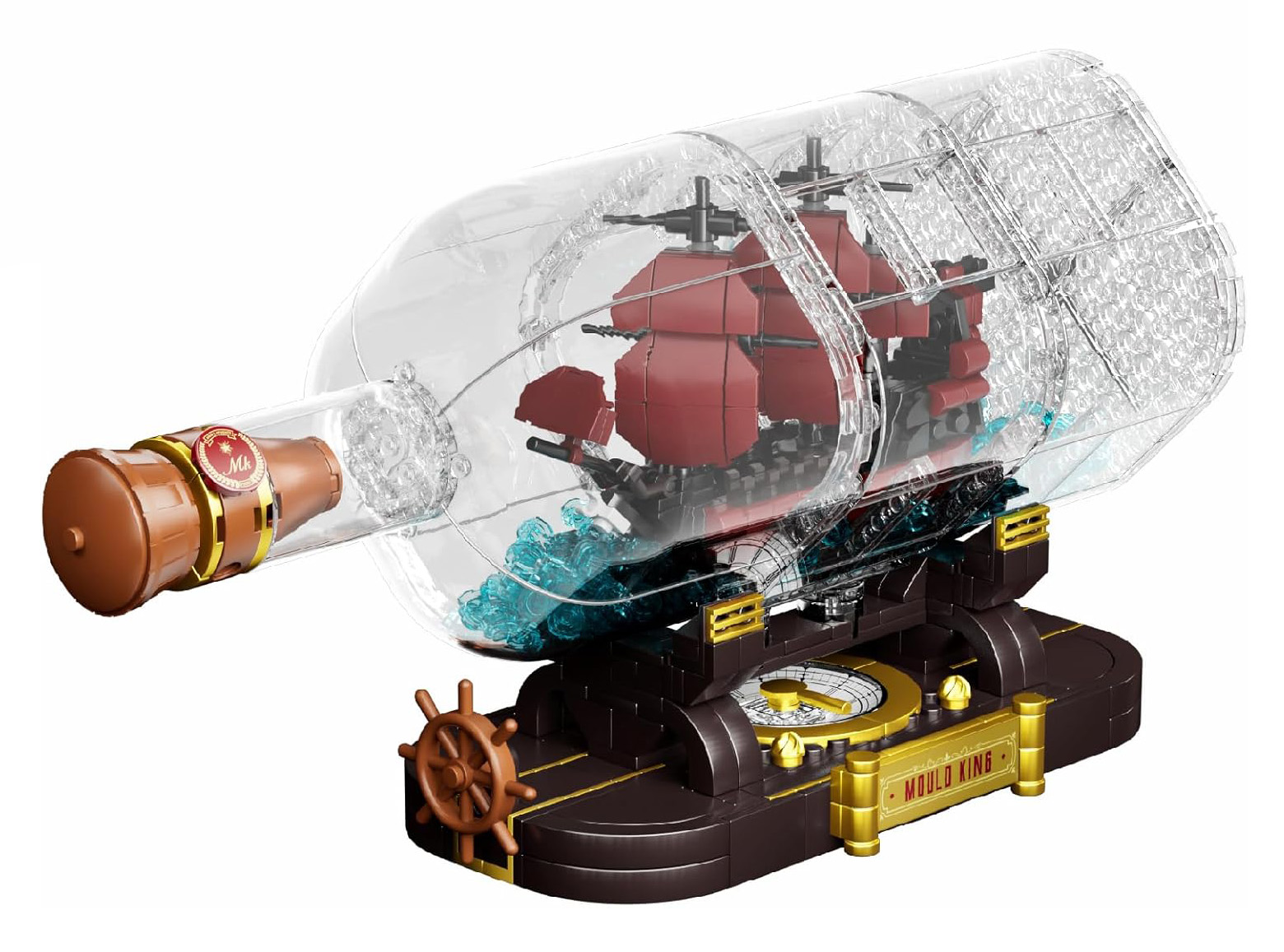 Red Pirate Ship in a Bottle Building Set 885 pcs.