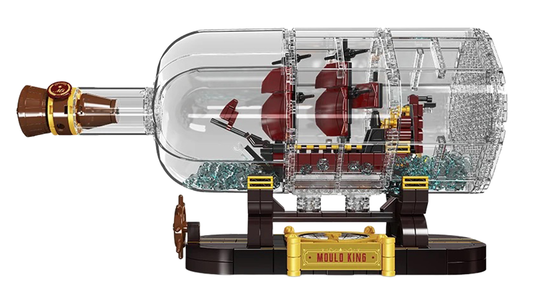 Red Pirate Ship in a Bottle Building Set 885 pcs.