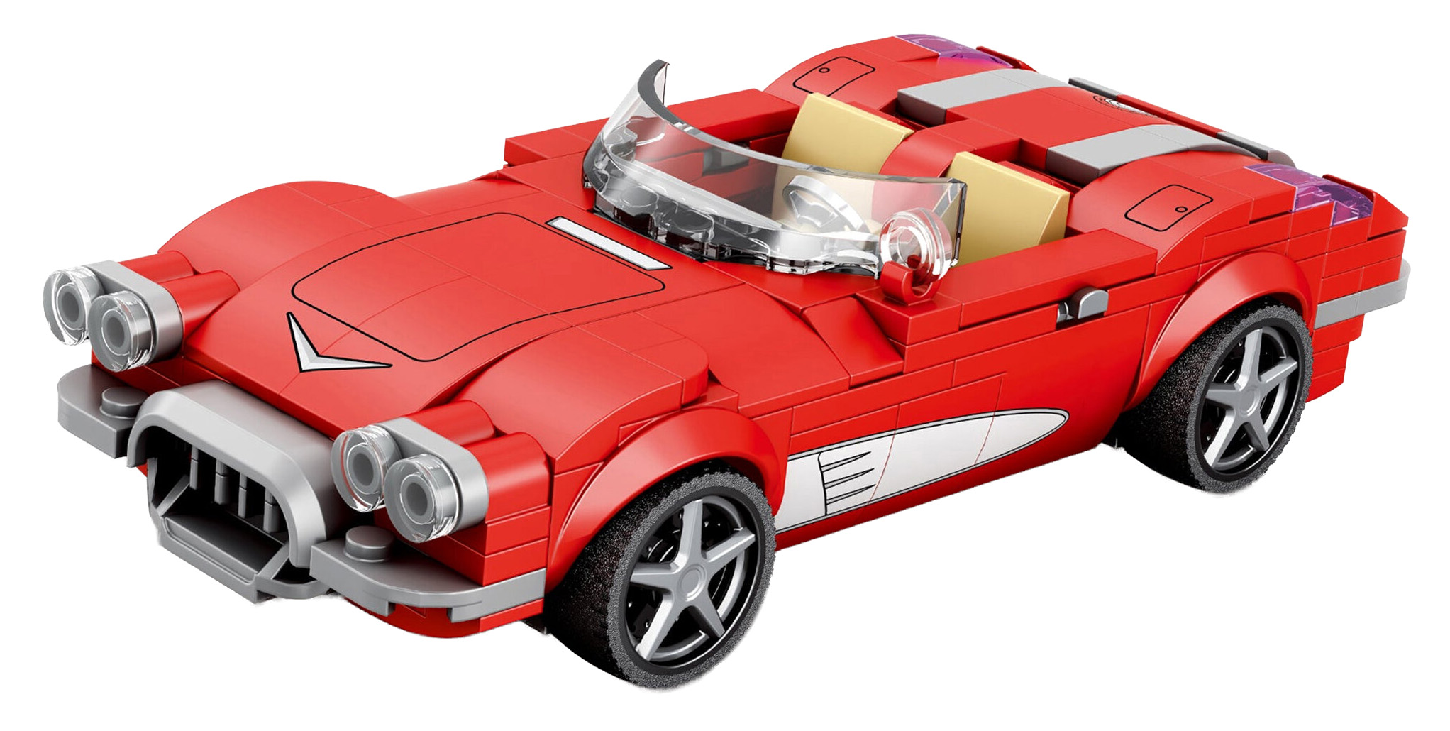 Car Cabriolet Red 311-piece Building Blocks Set