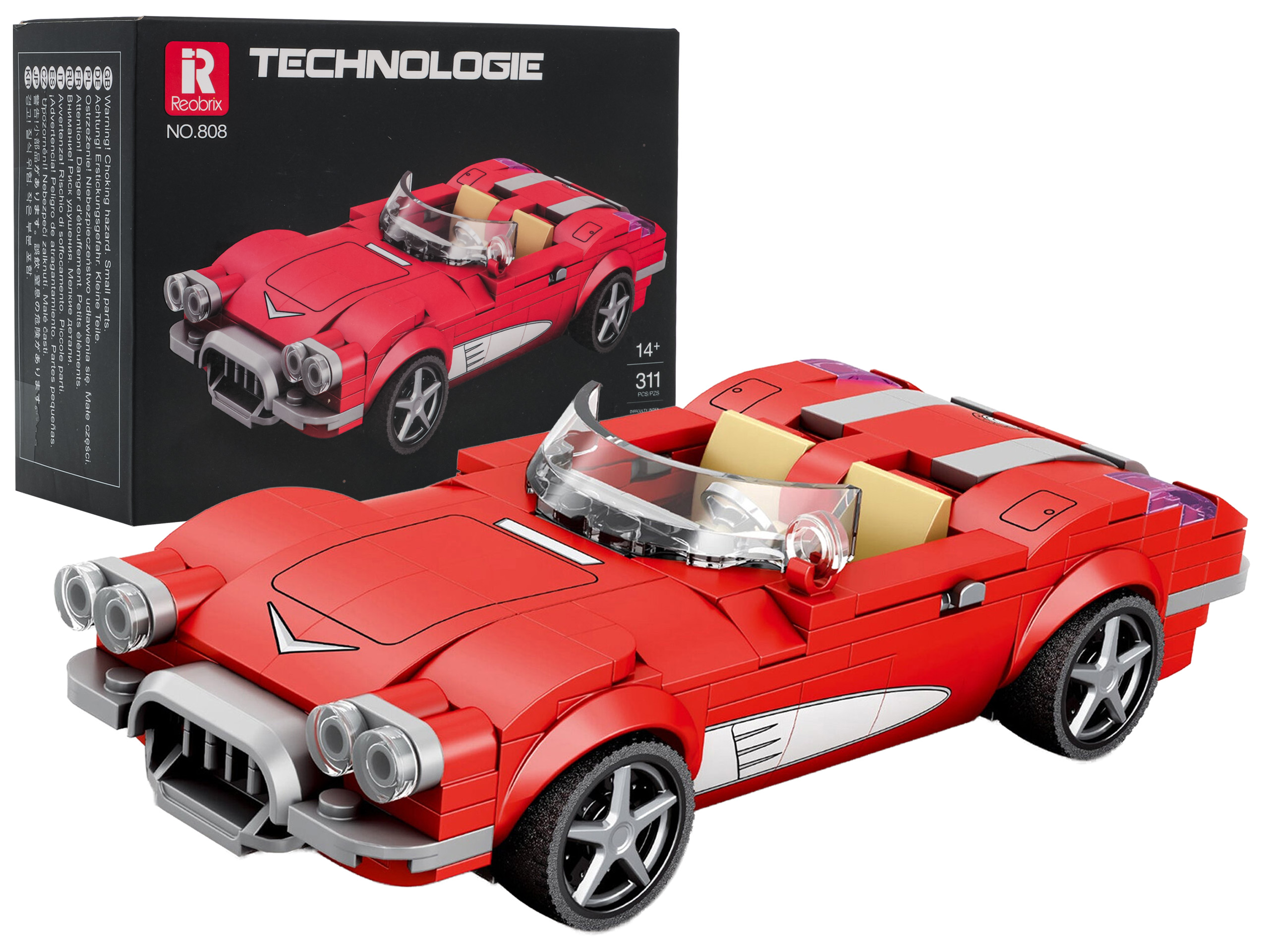 Car Cabriolet Red 311-piece Building Blocks Set
