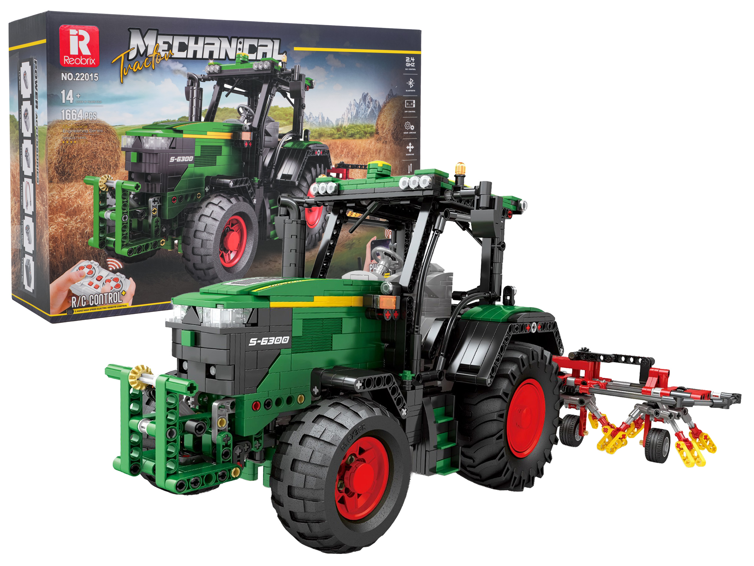 Green Tractor Building Blocks Set + Accessories 1828 pcs.