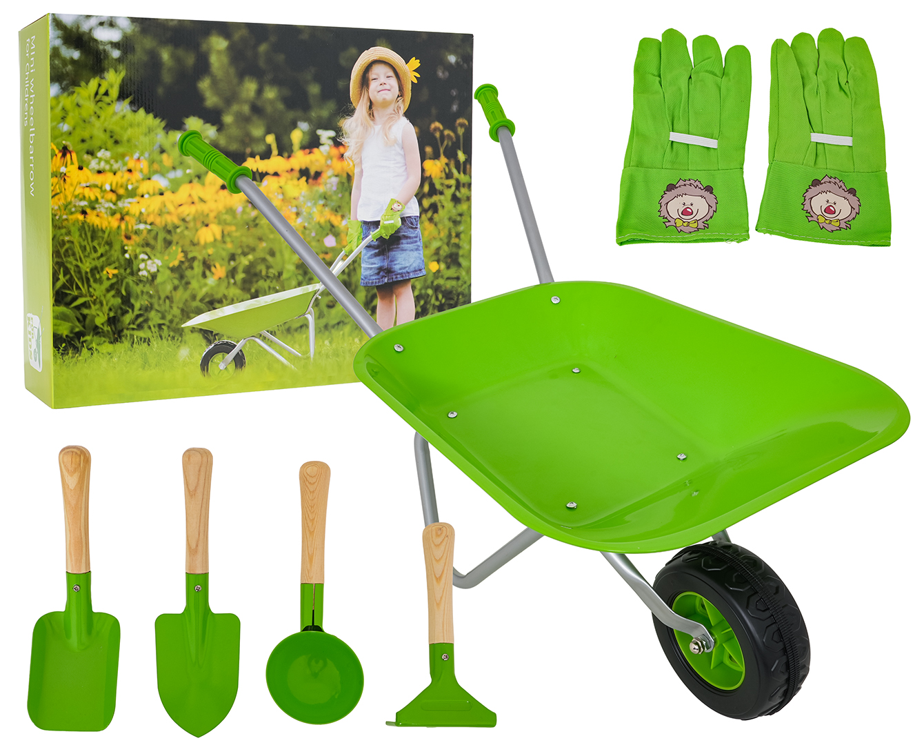 Little Gardener's Set with a Wheelbarrow Green
