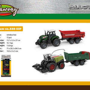 Metal Tractor and Harvester Set + Trailers