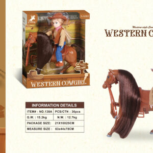 Brown Pony with Cowgirl
