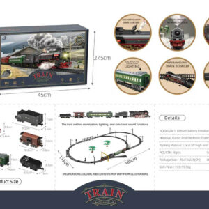 Retro train with Smoke, Sound and Lights 185×113 cm