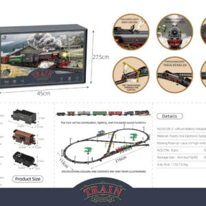 Retro train with Smoke, Sound and Lights 216×113 cm + Accessories