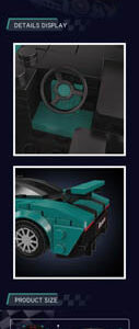 Turquoise Sports Car Bricks Set 383el.