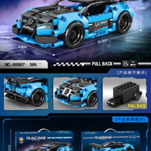 Blue Black 306el Sports Car Bricks Set.