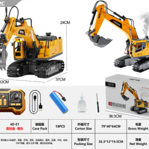 R/C Excavator with Smoke, Lights and Sound Function Yellow