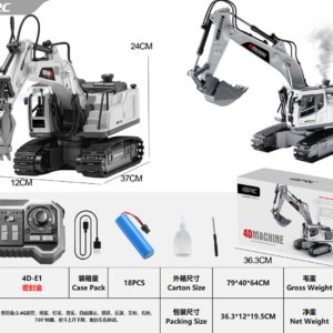R/C Excavator with Smoke, Lights and Sound Function White