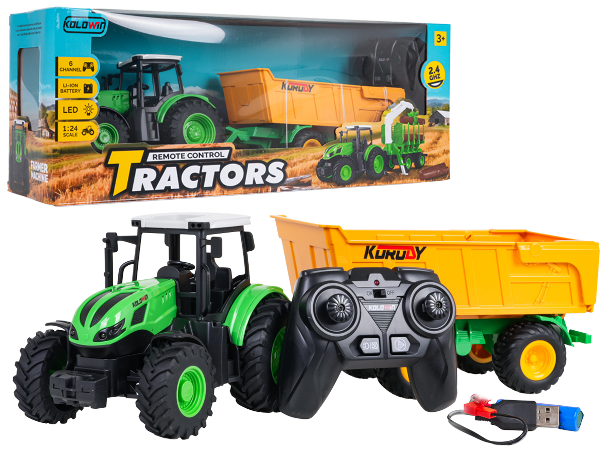 Tractor with openable yellow semi-trailer R/C 1:24