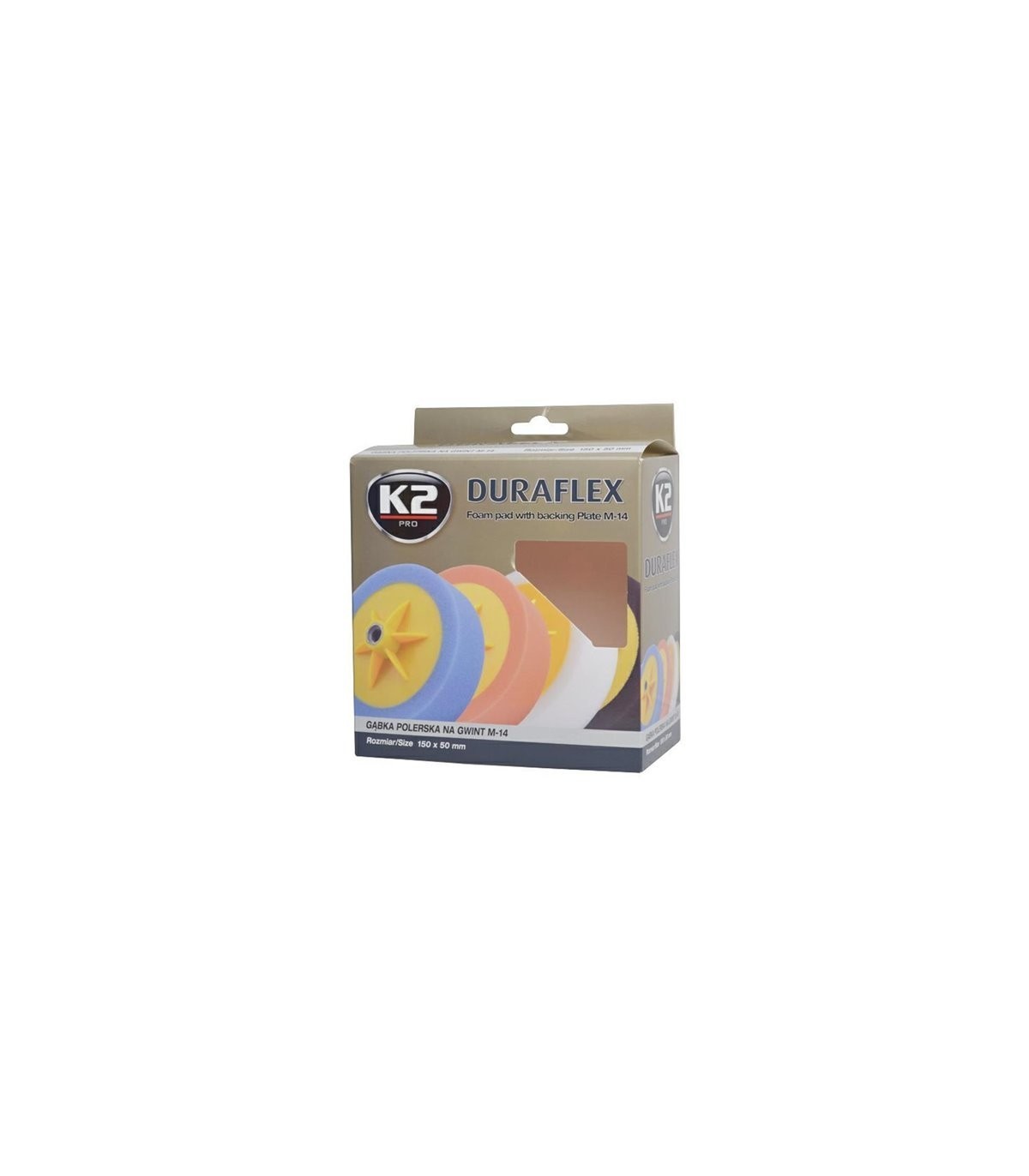 K2 DURAFLEX POLISHING SPONGE WITH HAND PLATE 150 x 50 mm ORANGE