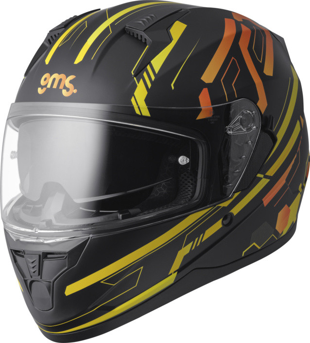 Full face helmet GMS HEXAGO graphic yellow – orange XS