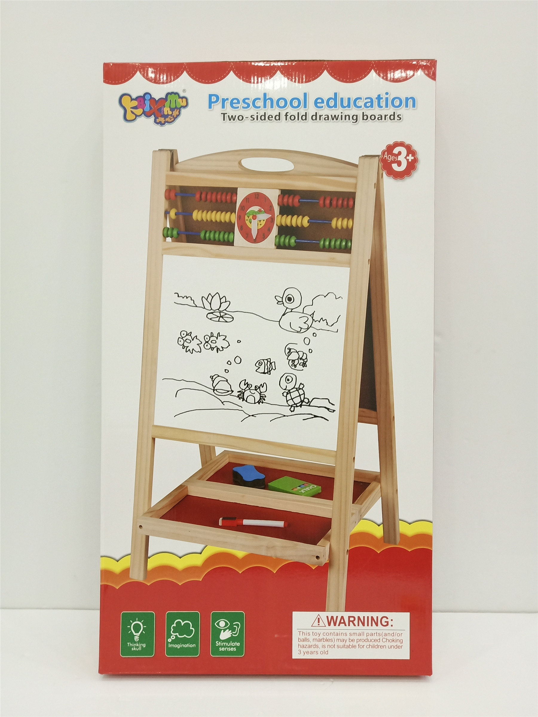 Wooden double-sided board with abacus