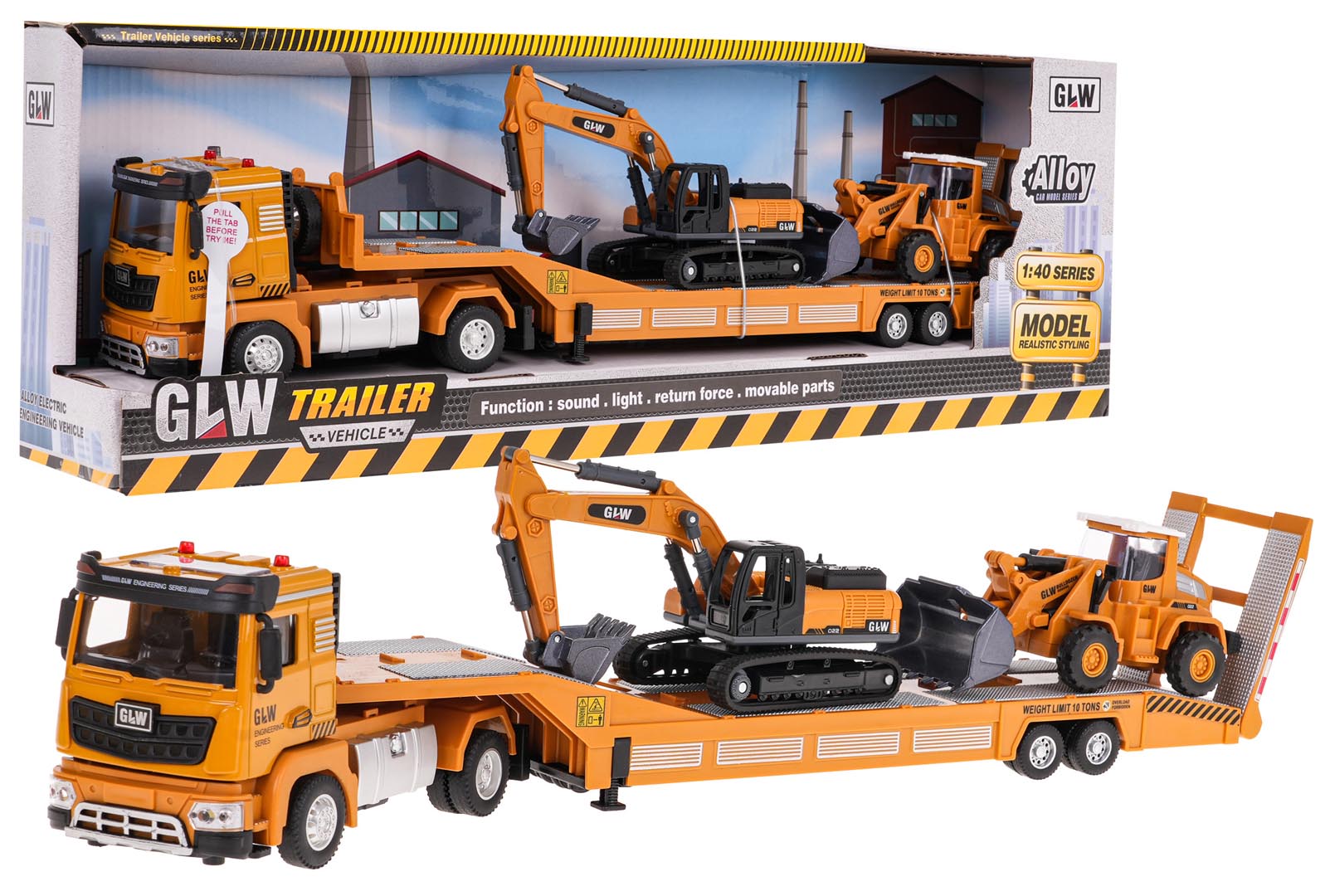 Construction Vehicle Set with Tow Truck