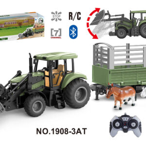 Zeleni RC traktor s prikolicom 1:20 + životinje