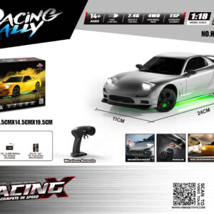 Srebrni RC automobil za driftanje TurboSlide 1:18 sa svjetlima