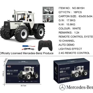 Bijeli traktor Mercedes Benz 1:24 s daljinskim upravljačem
