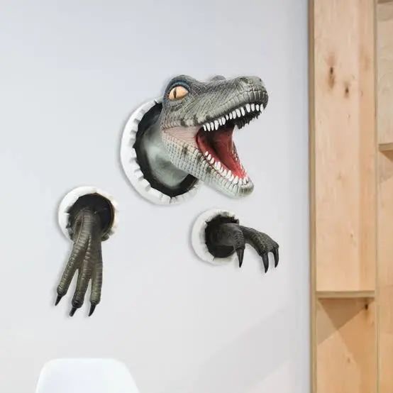3D zidna dekoracija Velociraptor – plavi dinosaur - Slika 2